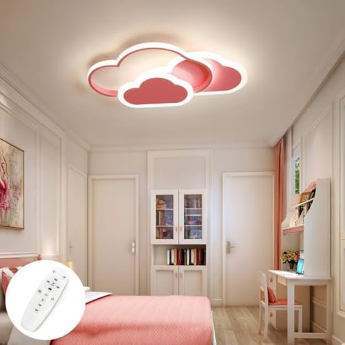 GUANSHAN 3D-Deckenleuchte, kreative Wolken, intelligente Regulierung, stufenlose Dimmung, Deckenleuchte, Beleuchtung für Jungen, Mädchen, Schlafzimmer, Kindergarten, mit Fernbedienung, 32 W