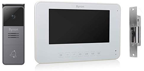 Byron Türsprechanlagen Interphone vidéo à Domicile avec caméra, écran Couleur et Ouverture de Porte, Gris, Klingelanlage 7 Zoll Display