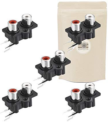 5x Morsettiera terminale morsetto RCA 3 poli pin connettori rosso e bianco - presa coassiale audio per PCB circuito stampato - Adaptout marca francese