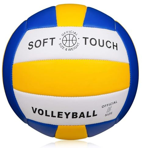 Wisdom Wolf Wisdom Wolf Offizieller Beachvolleyball der Größe 5, Soft-Touch-Vollbälle für Indoor-Outdoor-Beach-Gym-Spiel, Größe 5, Blau-Gelb-Weiß
