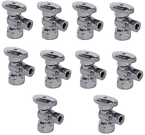 EZ-Fluid 1/2 Zoll FIP Eisenrohr x 3/8 Zoll Comp Chrom 1/4 Umdrehung Winkel Stop Wasserabsperrung Kugelhahn (10 Stück)