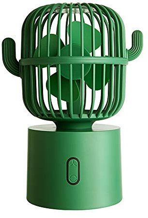 Small Personal USB Desk Fan Mini Handheld Table Desktop Rechargeable USB 80 Degree Auto Rotation Portable Fan , 3 Speeds Strong Wind Quiet Operation Fan for Room Home Office Outdoor Travel (Green)