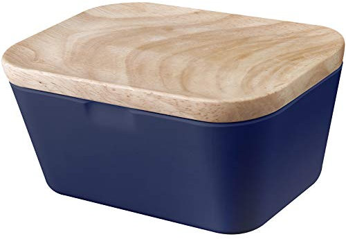BRUNNER Beurrier rectangulaire en mélamine - 250 g - Avec plateau et couvercle - Bleu