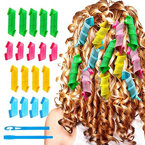 18-teiliges Curls Lockenwickler Set, Lockenwickler, Manuelle Lockenwickler, Magic-Lockenwickler, Spiral-Lockenwickler Magic Hair Rollers mit 2-teiligen Styling-Haken