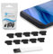 PortPlugs Anti Dust Plugs (10 Pack) - includes Charging Port Cleaning Brush - Flat Design Port Protector Cover - Compatible w/iPhone 14, 13,12,11 & Air Pods - Black