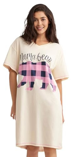 Little Blue House Sleepshirt Chemise de Nuit, Blanc, Rose et Bleu, Taille Unique Femme