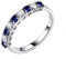Daesar 750 Weißgold Ring Damen mit Diamant Bandring mit 0.36ct Rund Saphir, Ehering Weißgold Ring Verlobung Große 50 (15.9)