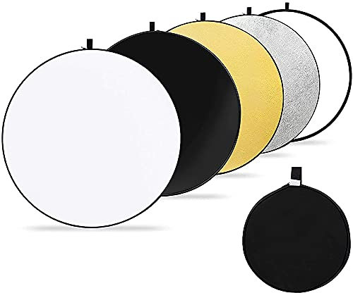 5-in-1 Tragbarer Lichtreflektor, Licht-Reflektor, Fotografie Lichtreflektor, Zusammenklappbarer Runder Multi-Disc-Lichtreflektor für Studio Oder Fotografie Situationen (5 Farben)