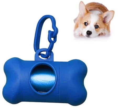 ZENVALY Hund Hundekotbeutel Spender, Tragbar Kotbeutel Spender zum Aufhängen Hundekotbeutel, Beutelspender zur Befestigung an der Hundeleine mit 1 Rollen Auslaufsichere Hunde Kotbeutel, Blau