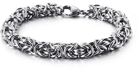 Daesar Herren Armband Edelstahl 20.5CM, Königsarmband Breit 7MM mit Karabinerverschluss Partnerarmband Armbänder Silber für Männer Jugend