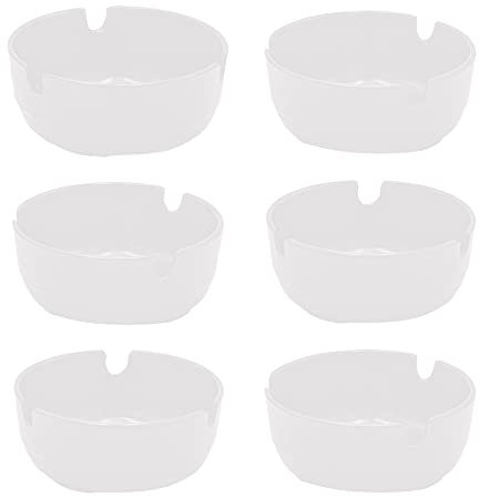 Devitre 6er Set Aschenbecher Ø 8 cm Kunststoff stapelbar Gastro Ascher (Weiß)