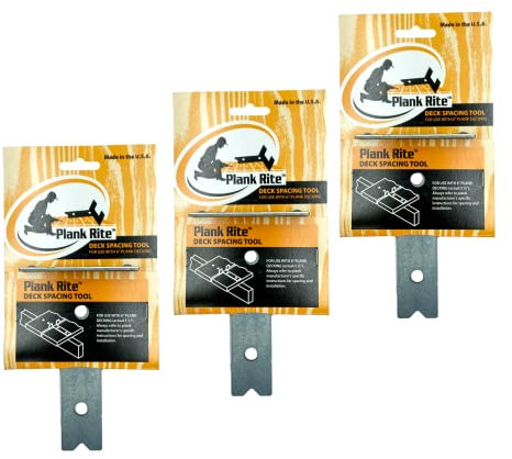 Plank Rite Steel Deck Spacing and Fastening Tool 3 Pack for Use with 5-1/2 Inch Deck Boards | Works for Treated Wood or Composite Decking | Deck Jig for Professional Neat Finish | Made in USA