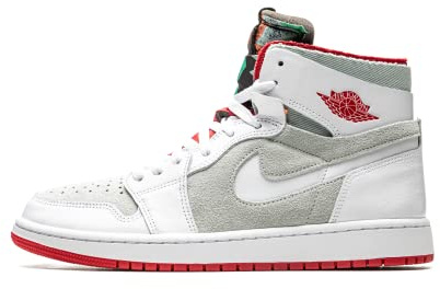 Nike Jordan 1 High Zoom Air CMFT White Daybreak Tropical Twist, Weiß/True Red - Light Silver, 42.5 EU