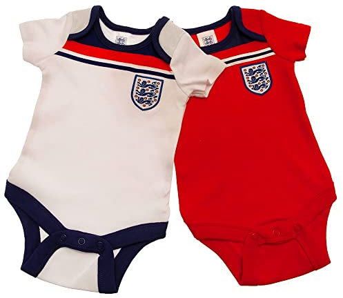 England Football 1982 Retro Baby 2 Pack Bodysuits | 2022 | 12-18 Months White/Red