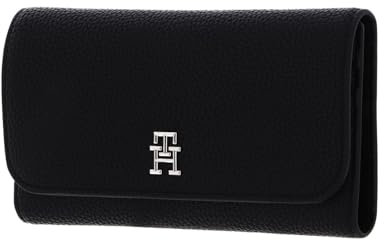 Tommy Hilfiger Femme Portefeuille Emblem Flap Grand, Multicolore (Black), Taille Unique