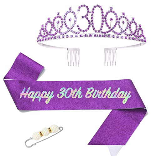 Fascia e tiara da regina di compleanno da donna, corona di compleanno e fascia in oro nero per lei, accessori per feste, set di