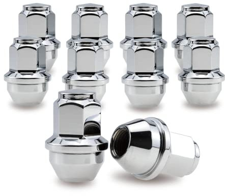 PSGSP Radmuttern für Ford Transit Custom MK8, Tesla Model 3 / S/X/Y, 10 Stück, Chrom, M14x1,5 Gewinde, Kegelsitz passend für Werks-OEM-Räder, ersetzt OE. Nr. 5196786, ACPA1012KXA, 200707070 65, 49 204