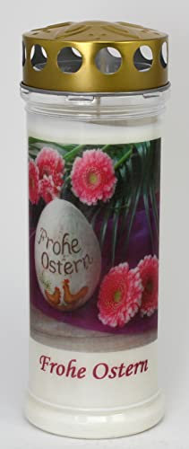 Kerzen Junglas - Grabkerze Ostern mit 7 Tagen Brenndauer, (3874), schöne Grablichter mit Motiv, Grabkerzen mit Deckel, Grabschmuck wetterfest, Trauerkerzen mit Spruch, Friedhofskerzen