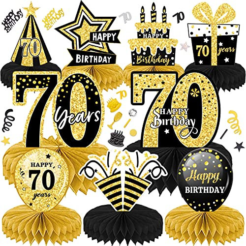 70. Geburtstag Männer Frauen 10Stk Geburtstag Dekoration Tischdeko Bienenwabe Mittelstück für Waben-Tischdekoration Party Zubehör Tischdekorationen Papier (70)