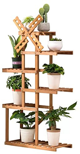 SOYALS Blumentreppe Hoher Pflanzenständer aus Holz mit 6 Ebenen, mehrere Blumentopfhalter-Regale, Outdoor-Organizer-Eckregal, bodenstehendes Blumenregal für Wohnzimmer, Balkon, Garten
