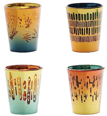 Artland - Fiesta Shot Glasses - Colourful & Eclectic - Cocktail Glasses Set - Handmade Glassware - Made in the UK - Set of 4