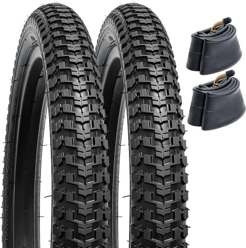YunSCM 2Pcs Kid Bike 12.5 Zoll Reifen 12 1/2x2 1/4 (12.5x2.25) Mantel 57-203 Plus 2Pcs Schlauch 12 Zoll Mit Winkel ventil 45° kompatibel 12 1/2x2 1/4 62-203 Fahrradreifen und Schlauche