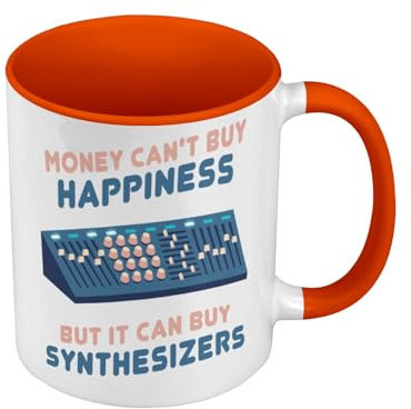 Synthesizer Money Can't Buy Happiness Premium Quality Colour Mug with Handle and Coloured Interior