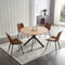 Zerifevni 117,9 cm rundes Esstisch-Set, Mitte des Jahrhunderts, moderner runder Esstisch für 4–6 Personen, mit Stahlbeinen, Couchtisch für Küche, Esszimmer, Büro, platzsparend, 1 Tisch mit 4 braunen