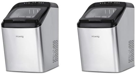 H.Koenig Macchina per il Ghiaccio KBP40, 15 kg in 24h,2 Dimensioni cubetti, Pronti in 9 min,Automatica,Compatta,Silenziosa,Portatile,2,8L (Confezione da 2)