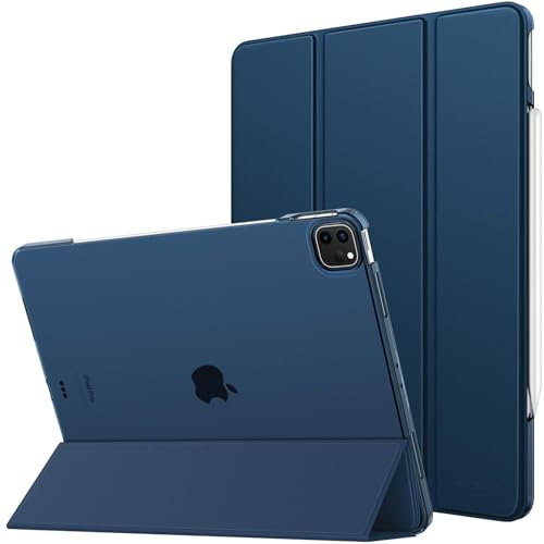MoKo Funda para iPad Air 13 Pulgadas 2024/ iPad Pro 12,9 (6ª/5ª Gen 2022/2021), Funda Inteligente Delgada Translúcida Esmerilada Duro PC, Soporta Touch ID y Lápiz Pro/2ª/USB-C, Azul Marino Oscuro