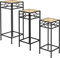 Outsunny 3-tlg. Pflanzenständer Stapelbarer Blumenhocker Blumentopfhalter mit Rattanoptik Pflanzenhocker für Garten Balkon Metall Gold