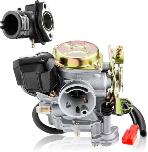 GEARMONSTER 18mm Roller Vergaser Vergaser und Ansaugstutzen für Rex RS 400/RS 450/RS 460/GY6 50cc/GY6 60cc Inkl. E-Choke