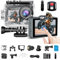 CANKETEC Action Camera 5K30FPS, 48MP Ultra HD Underwater, EIS WiFi Remote Control Dual Touchscreens with 32GB SD Card, Microphone and Helmet Mount Accessories Kits
