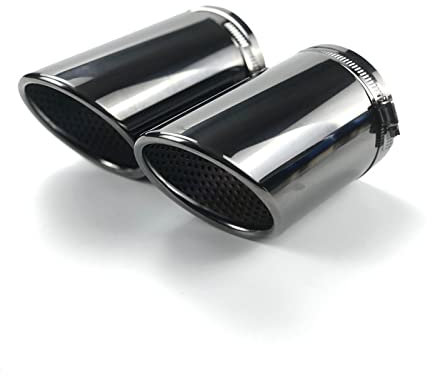 TRASH BIN Edelstahl-Autozubehör-Auspuff-Schalldämpfer-Endstück-Hals-Äußeres Für Audi A6 C6 4F 2005-2011 Q7 4L A4 B8 Auto Auspuff Endrohr(Black 2pcs)