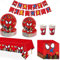 Geburtstag Party Geschirr, Spider Partygeschirr Set, Geburtstags Geschirr, Kindergeburtstag Deko Geschirr, Party Set für 10 Personen (Rot B)