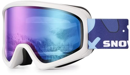 SNOWER Kids Ski Goggles, Anti-Fog Snow Goggles with OTG Design, 100% UV Protection, HD Lens for Kids Boys Girls