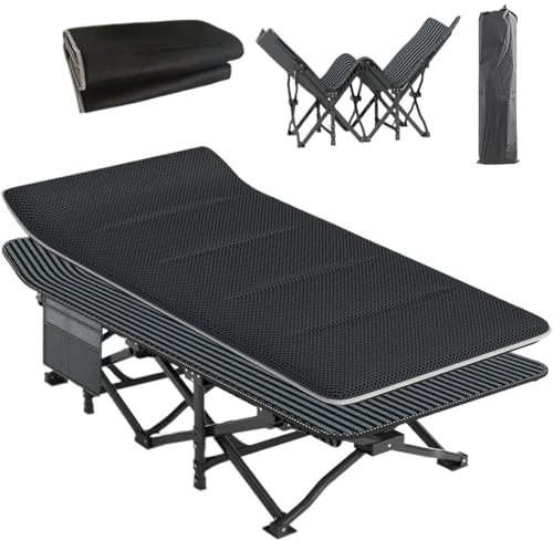 SUBLXPoten Feldbett Ultraleichtes Campingbett, leichtes Klappbett mit Tragetasche, unterstützt 204 kg, Campingbett for Erwachsene mit Kissen, bequem