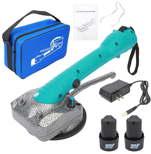 qajexluz Hand Tile Cutters,Tile Vibration Tool Electric Handheld Tile Tiler 5 Speed Auto Leveling Machine Cordless Tile Laying Machine with 2 x 1500mAh Battery,45kg Adsorption Capacity for 800 x800 T