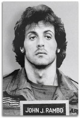 JVNALwnkv John J Rambo-Poster, Raumdekoration, künstlerisches Poster für Zimmer, ästhetische Leinwand, Wandkunst, Schlafzimmerdekoration, 20 x 30 cm, ungerahmter Stil