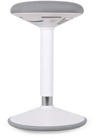 Wiltec Sitz- & Stehhocker grau, Drehhocker höhenverstellbar bis 81 cm, Polsterhocker bis 135 kg, moderner Hocker drehbar für Büro und Homeoffice