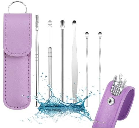Ear Cleaner, The Most Professional Ear Cleaning Master, 6 Pcs Portable Ear Pick Set (Purple)