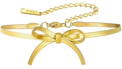 kkjoy Elegantes Schleifenarmband Edelstahl Band Fliege Schlangenkette Armband Modischer Schleifenschmuck für Frauen Charmante Damen