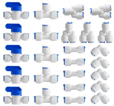 Tiardey 25 Pcs Universal Anschluss Set Adapter Fitting Anschluss Wasserfilter Fitting Für 1/4 Zoll Schlauch Kühlschrank Schlauch Wasser Schlauch