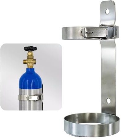 Oxygen Cylinder Rack Oxygen Bottle Bracket Oxygen Cylinder Rack, Stainless Steel Oxygen Tank Carrier Stand, Extinguisher/Nitrous Tank Fixed Shelf for Emergency Vehicles(Dia 11.5cm (4 1/2))