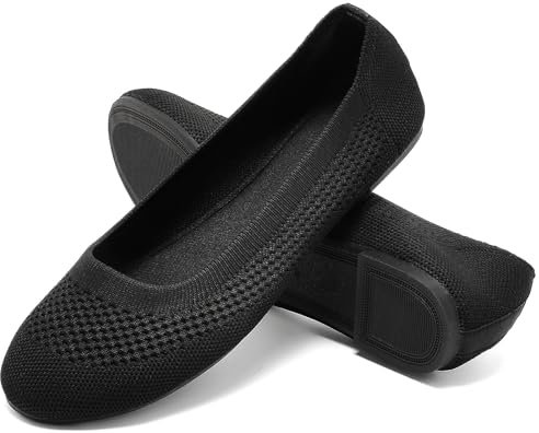 Pelbiuqik Ballerines Femme Flats Chaussures,Confortable Pliable Tricotées Ballerines Élégante Slip on Walking Robe Ballerina Loafers