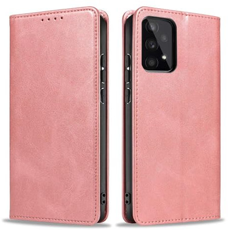 LBH Handyhülle Smartphone-Hülle für Samsung Galaxy A33 5G Klapphülle Magnetverschluss Kartenfächer Geldfach Standfunktion Case Etui Rundumschutz Schutzhülle Rosa