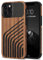 TENDLIN Compatible with iPhone 12 Pro Max Case Wood Grain with Carbon Fiber Texture Design Leather Hybrid Slim Case (Hairline)
