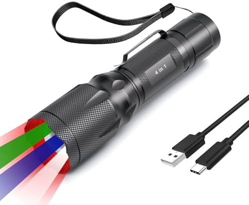 METII Linterna multicolor recargable, luz roja, verde, azul y blanca, 4 modos, para astronomía, camping, observación nocturna
