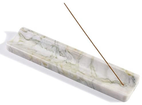 Koville Porte-encens en marbre pour bâtons, porte-encens pour bâtons d'encens, récupérateur de cendres pour la méditation, le yoga, le spa, brûleur d'encens en pierre naturelle, décoration de table