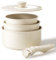 Redchef 5PCS Saucepan Set with Removable Handles, Non-Stick Ceramic Saucepan Set 16/18/20cm with 3-in-1 Lid, Compatible with All Cooktops, PFAS PFOA & PTFE Free(Beige)